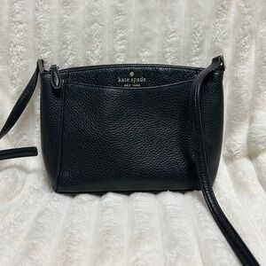 🖤♠️ Kate Spade Monica Crossbody Purse Bag Black Pebbled Leather Adjustable Strap
